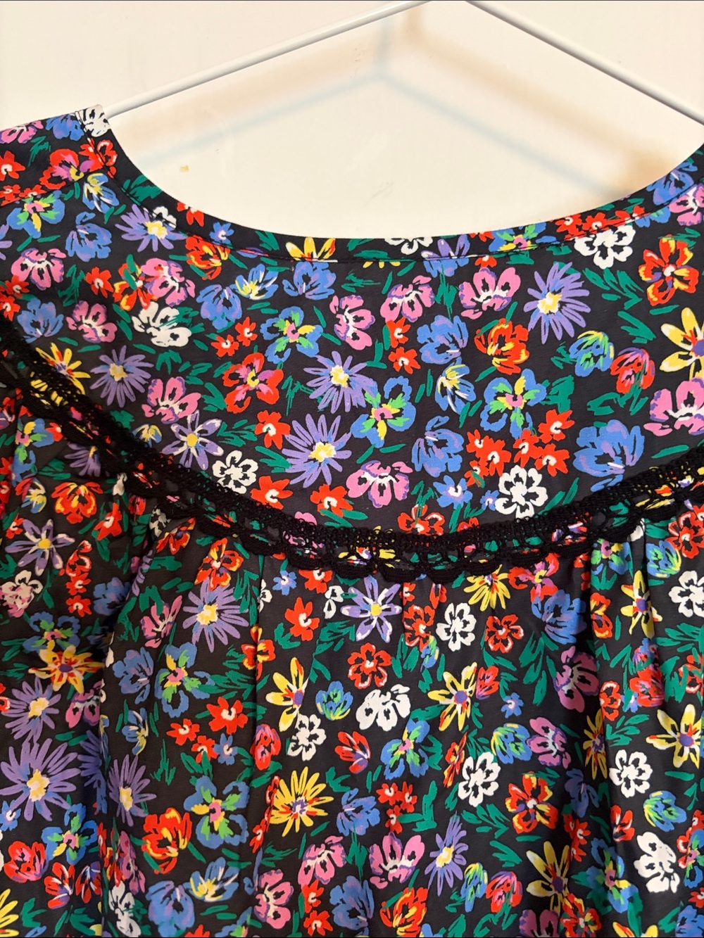 Johnny Was Rosa Poplin Black Floral Peasant Blouse - Picture 3 of 9